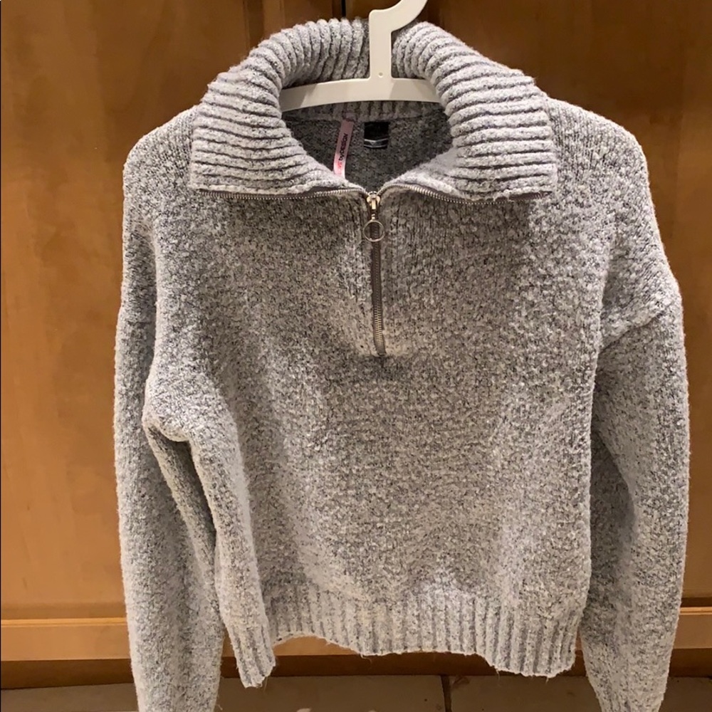 Fuzzy 3/4 zip sweater - Love By Design